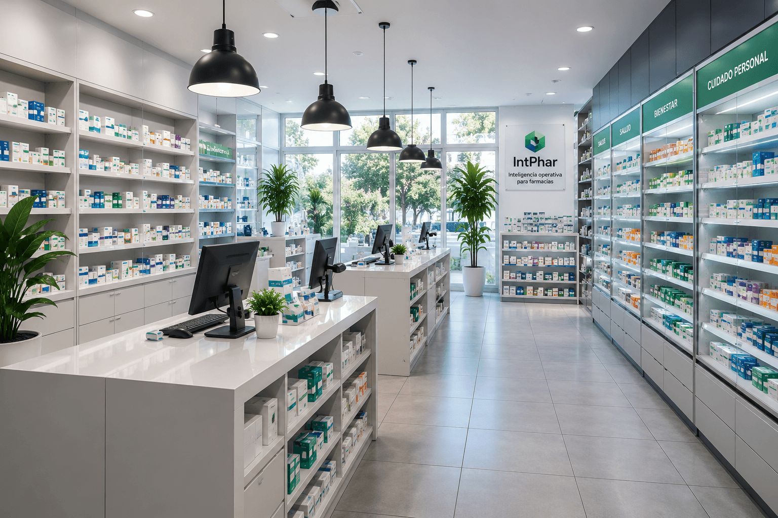 Operación farmacéutica conectada con información clara