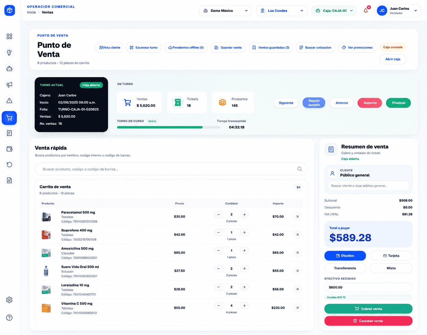 Punto de venta de IntPhar Cloud para farmacias